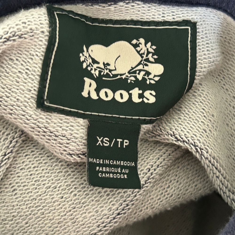 Roots Canada Gray 1/4 Zip Pullover Hooded Cotton Blend Sweater - XS - Picture 7 of 8